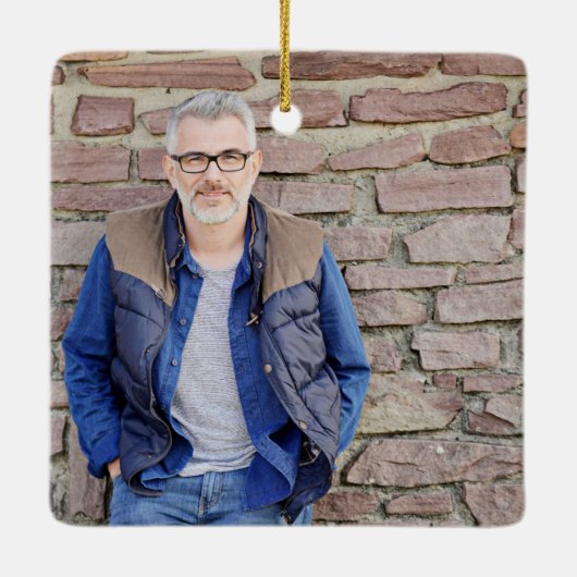 Aandenken Foto 'In Onze Harten Voor Altijd' Keramisch Ornament (Achterkant)