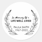 Aandenken Funeral Geschenk liefdevol herinnering f Ronde Sticker (Voorkant)