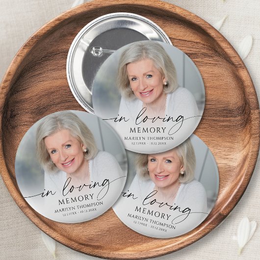 Aandenken Funeralie In Liefdevolle Herinnering Fot Ronde Button 5,7 Cm
