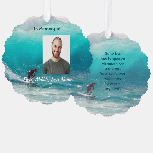 Aandenken Gave  Wave Surfer Water Ornament Kaart (Voorkant / Achterkant)