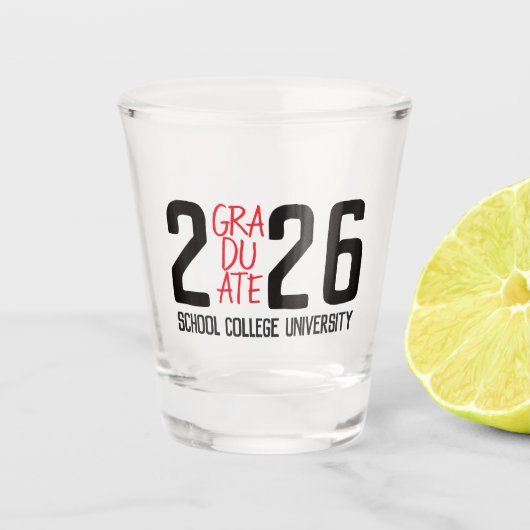 Aandenken Geschenk Afstudeerklas 2026  Shot Glas (Voorkant)