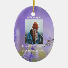 Aandenken Herdenking Kolibrie Lavendel Bloemen Keramisch Ornament