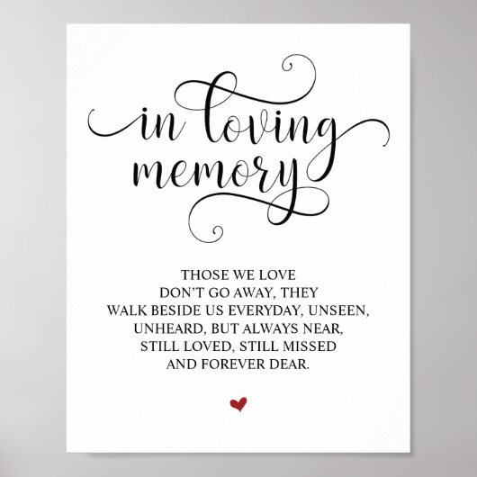 Aandenken In Onze Hart Herdenkingsteken Poster (Voorkant)