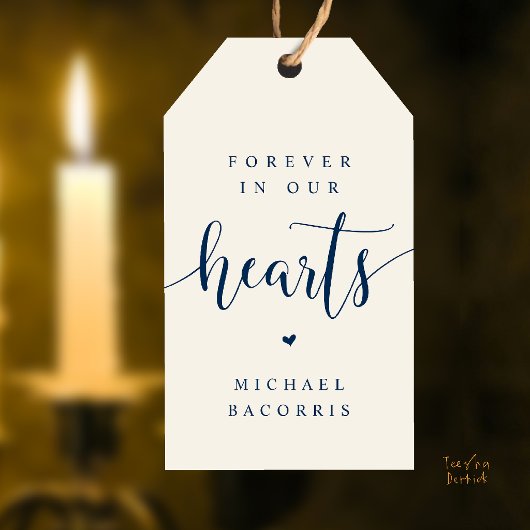 Aandenken Kaars 'Altijd in onze harten' Cadeaulabel