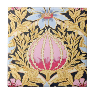 Aandenken keramiek tegel - Art Nouveau bloempatroo Tegeltje