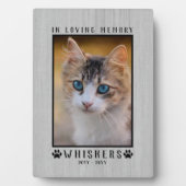 Aandenken Met Foto Kat Herinnering Rustic Fotoplaat (voorkant)