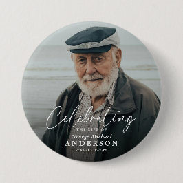 Aandenken met foto voor rouwbetuiging bij begrafen ronde button 7,6 cm