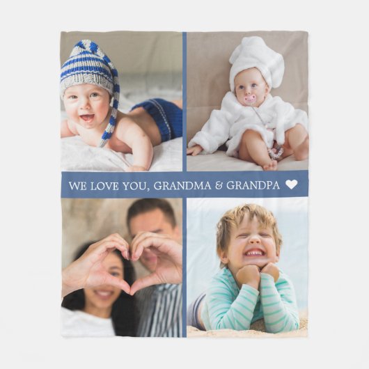 Aandenken Moeder Grootouder Foto Collage Fleece Deken (Voorkant)