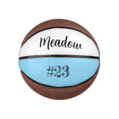 Aandenken Naam Nummer Blauw Wit Basketbal (Voorkant)