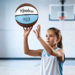 Aandenken Naam Nummer Blauw Wit Basketbal
