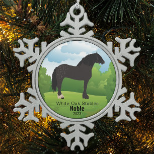Aandenken Paard Aanpasbaar Ras en Tekst Tin Sneeuwvlok Ornament