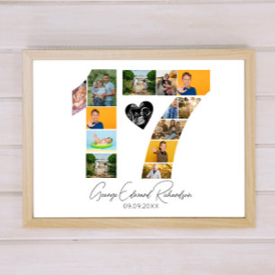 Aandenken Poster met Fotocollage voor 17e Verjaard