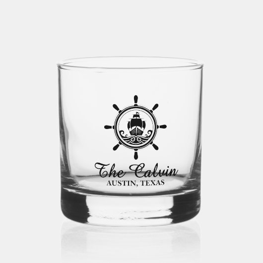 Aandenken Scheepswiel Whisky Glas (Voorkant)