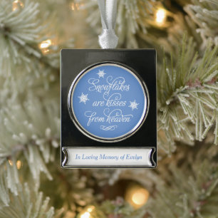 Aandenken Sneeuwvlokken Kusjes Ter Nagedachtenis Verzilverd Banner Ornament