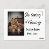 Aandenken ter herinnering met huisdiernaam briefkaart (Achterkant)