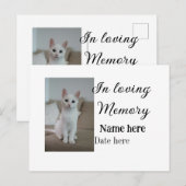 Aandenken ter herinnering met huisdiernaam briefkaart (Voorkant / Achterkant)