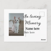 Aandenken ter herinnering met huisdiernaam briefkaart (Achterkant)