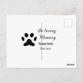 Aandenken ter liefdevolle herinnering voeg huisdie briefkaart (Achterkant)