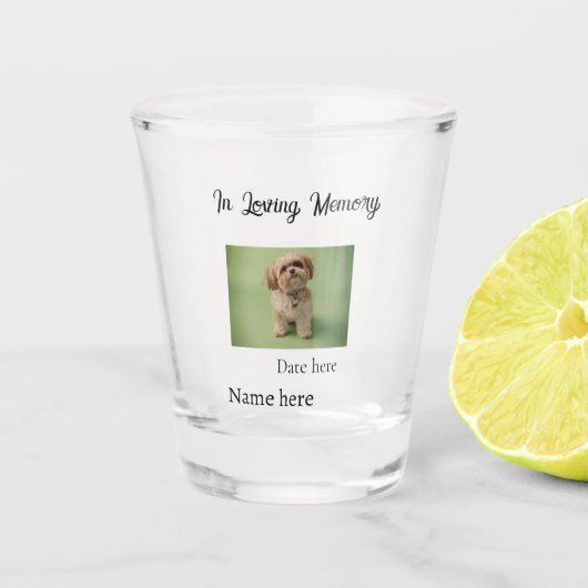 Aandenken ter liefdevolle herinnering voeg huisdie shot glas (Voorkant)