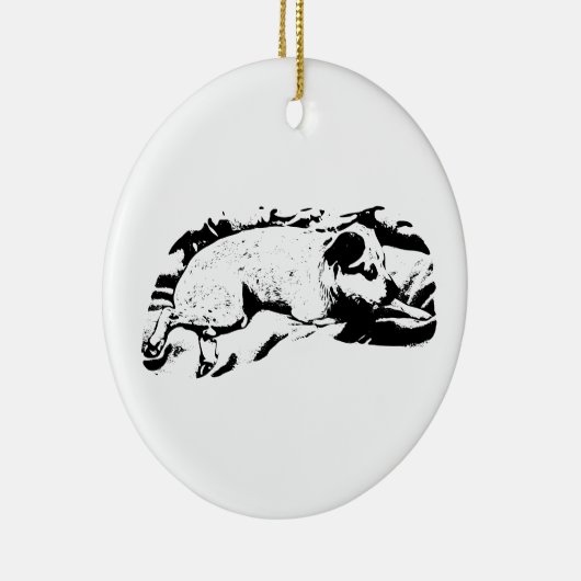 Aandenken Terrier, Rustend en Gereed Keramisch Ornament (Rechts)