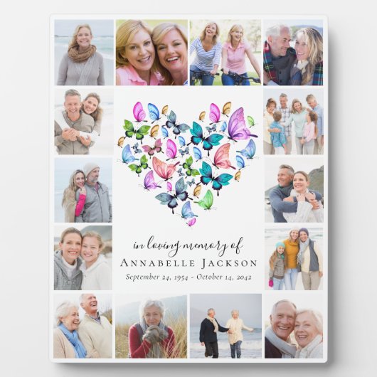 Aandenken Vlinder Hart Foto Collage Fotoplaat (Voorkant)