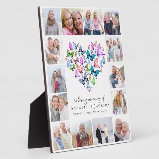 Aandenken Vlinder Hart Foto Collage Fotoplaat (Zijkant)