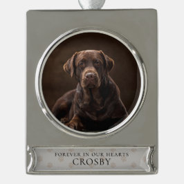 Aandenken voor het verlies van een geliefd huisdie verzilverd banner ornament