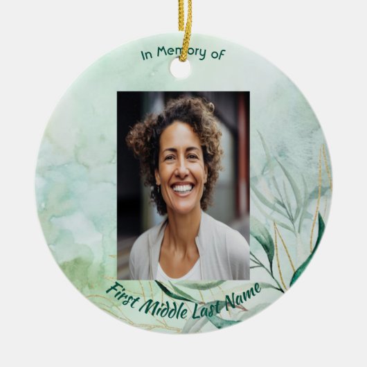 Aandenken Waterverf Loof Keramisch Ornament (Voorkant)