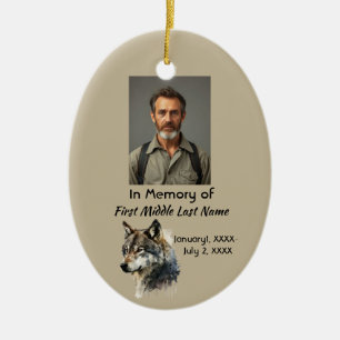 Aandenken Waterverf Wolf Souvenir Ornament
