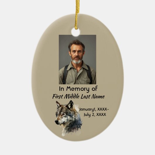 Aandenken Waterverf Wolf Souvenir Ornament (Voorkant)