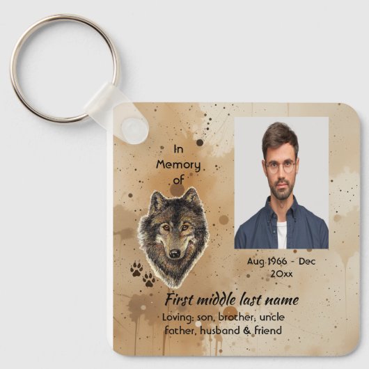 Aandenken Wolf Wolven Dier Sleutelhanger (Voorkant)