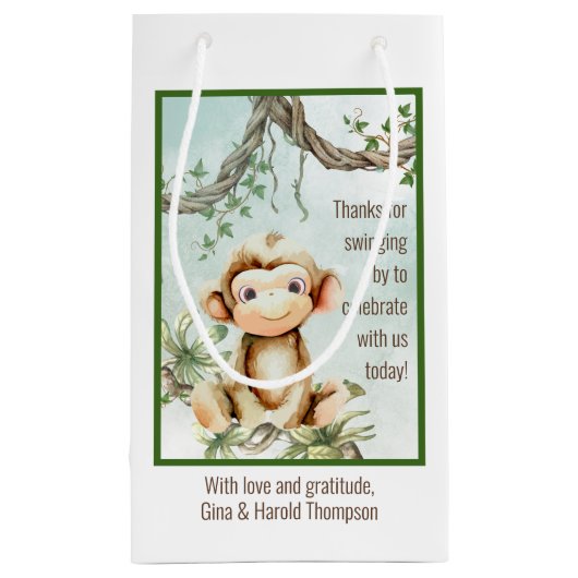 Aandenkenzak voor Monkey Baby Shower Klein Cadeauzakje (Achterkant)