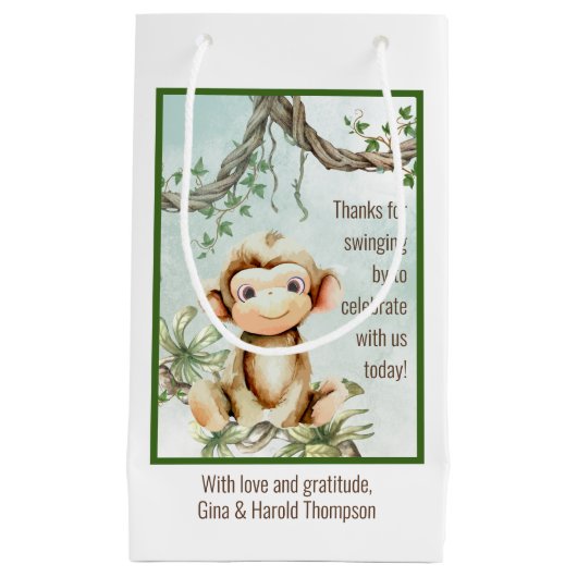 Aandenkenzak voor Monkey Baby Shower Klein Cadeauzakje (Voorkant)