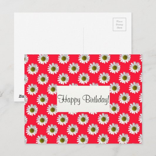 Aandoeningen met bloem op rood roze briefkaart (Voorkant / Achterkant)