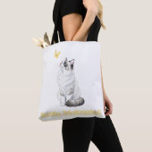 Aandoenlijk Afleidbaar Cute Kat & Vlinder Design Tote Bag (Dichtbij)