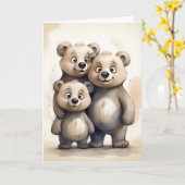 Aandoenlijk Beerenfamilie Moeder Vader Kind Portre Kaart (Gele Bloem)