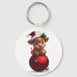 aandoenlijke baby hooglanders koe zittend sleutelhanger