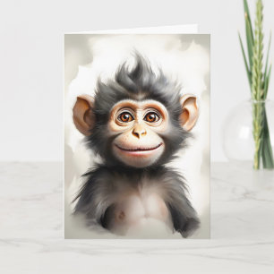 Aandoenlijke babyaap portret lege kaart