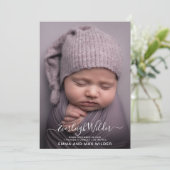 Aandoenlijke babyfoto scriptoverlay geboorte aankondiging (Staand voorkant)