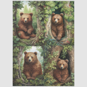 Aandoenlijke beren in de bosdecoupage tissuepapier