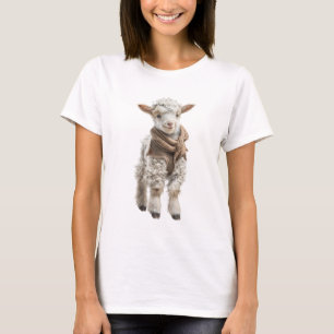 Aandoenlijke illustratie van een babyschaap met sj t-shirt