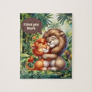 Aandoenlijke liefdesleeuwen aanpasbaar legpuzzel