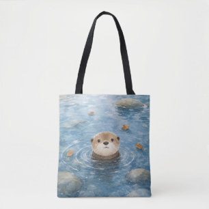 Aandoenlijke Otter Waterverf Tote Bag