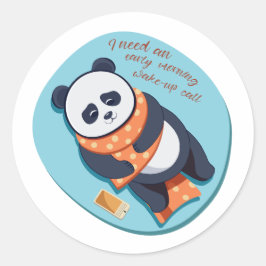 aandoenlijke panda heeft ochtendoproep nodig ronde sticker