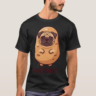 aandoenlijke Pugtato Cartoon Grappige Pug Aardappe T-shirt