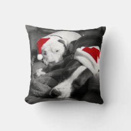aandoenlijke slaperige pitbull puppy's kerstman ke kussen