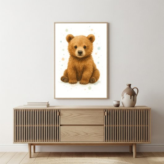 Aandoenlijke waterverf kunst van een babybeer poster