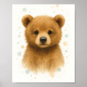 Aandoenlijke waterverfportret van babybeer poster (Voorkant)