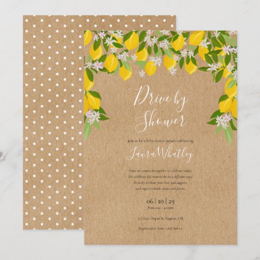Aandrijving Door Baby Shower Rustieke Citroenen Gr Kaart (Voorkant / Achterkant)