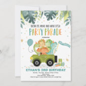 Aandrijving door Birthday Parade Invitation Dinosa Kaart (Voorkant)